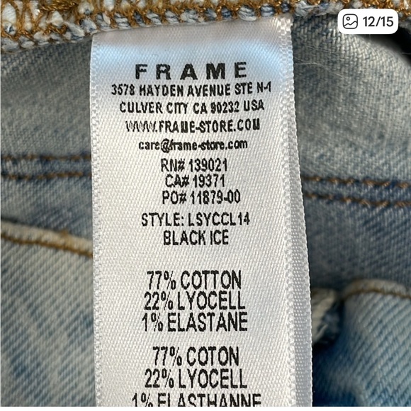 NWT Frame Le Sylvie High Rise Straight Fit Jeans Coated Ankle Black Ice Sz 24 - Picture 11 of 13